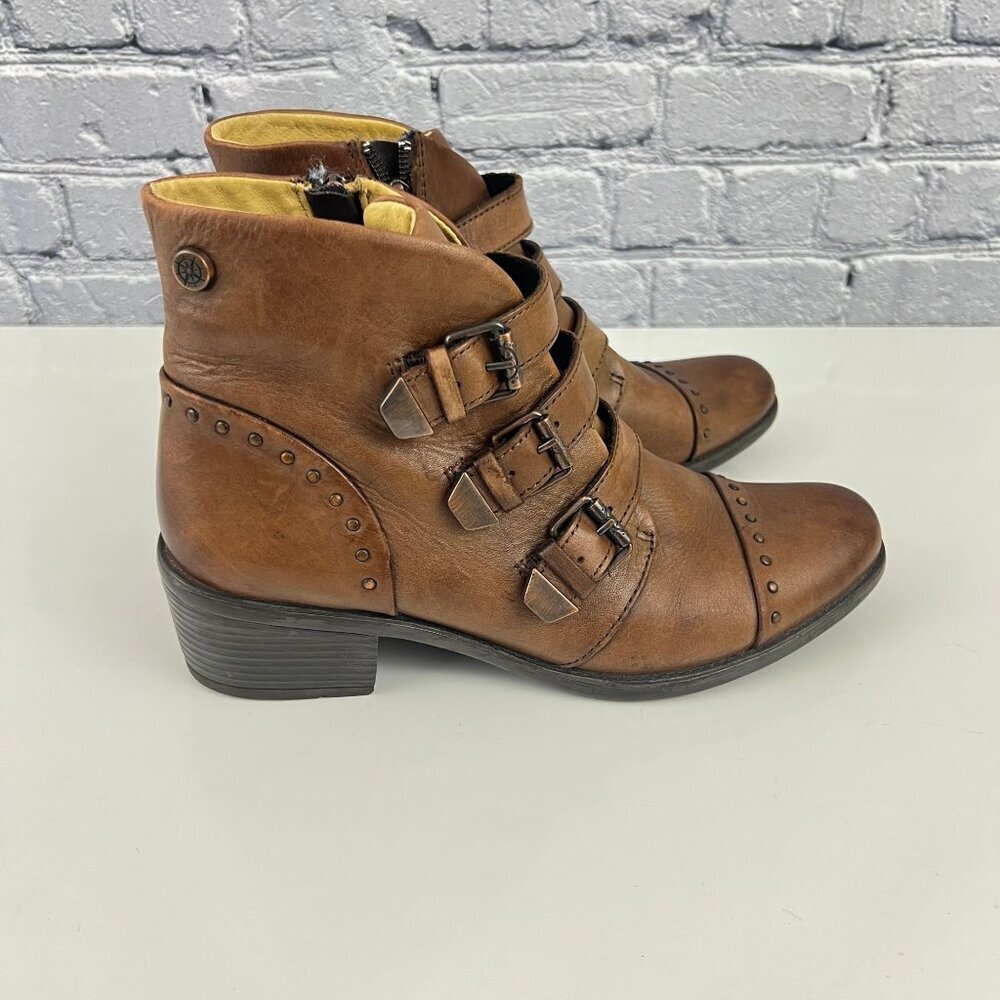 Bussola Ankle Boots 3 Strap Booties Antique Brown Size 39 8/8.5 M - Picture 13 of 16